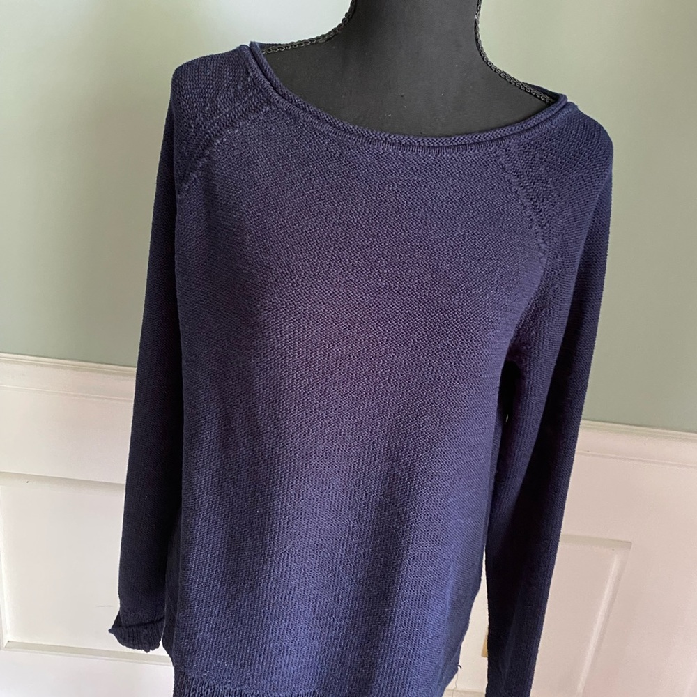 Chaps Blue Scoop Neck Sweater with Raglan Sleeves
